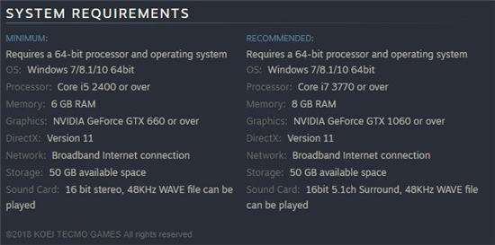 《真三国无双8》公布PC版配置表，最低需要GTX660