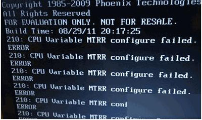 Win7开机cpu variable mtrr configure failed怎么办