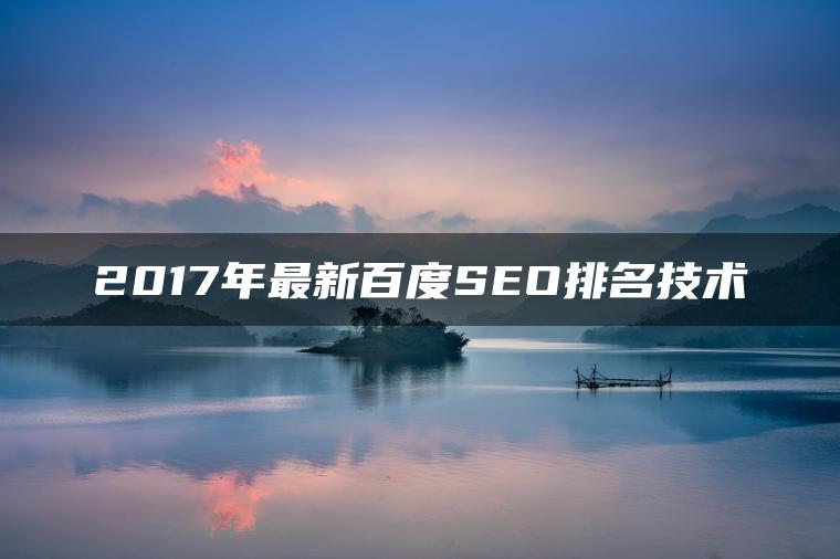 2017年最新百度SEO排名技术