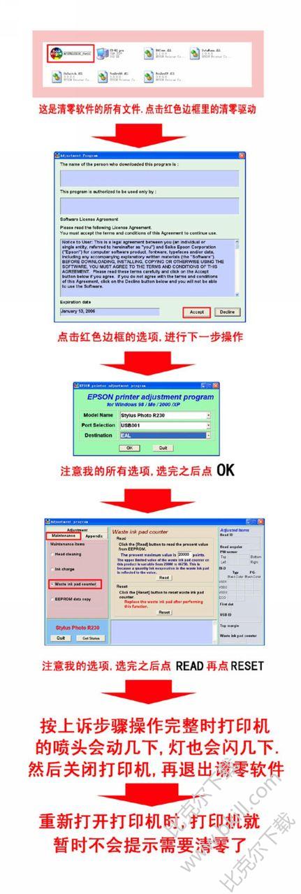 爱普生r230清零软件